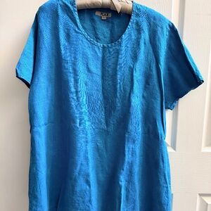Flax 100% Linen Tunic in Teal Sz L
